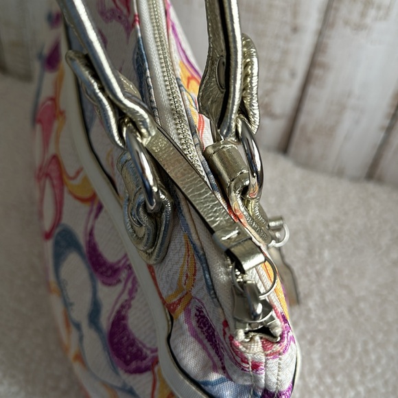 Coach Poppy Dream Multi Signature Optic Soulder Glam Tote Bag With Embro… - Picture 8 of 12